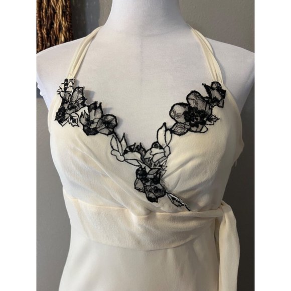 BCBGMAXAZRIA Dress 10 Ivory Black Silk Flowy Wedding Party Cruise NWT $228 - Picture 3 of 12